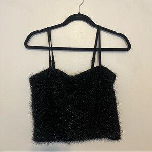 Black Fuzzy Women's Top